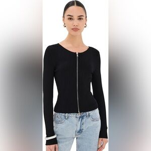 Good American Women's Virgo Rib Zip Cardigan Black M